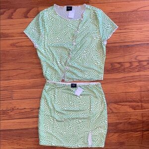 Green and White Two-Piece Set